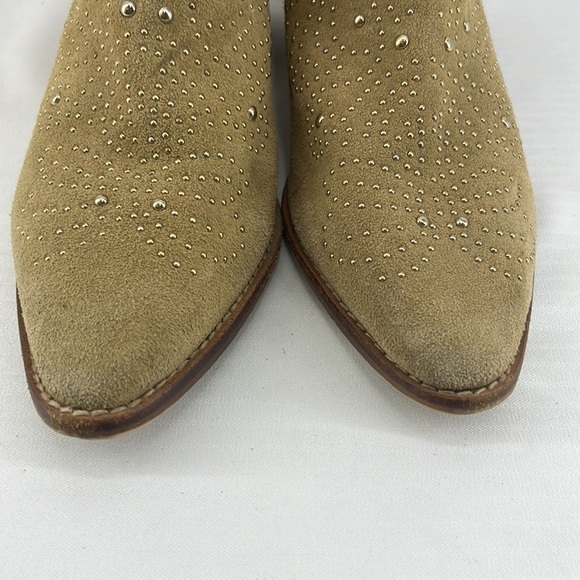 Zara Tan Suede Leather Studded Buckle Ankle Boot Booties - Picture 3 of 12